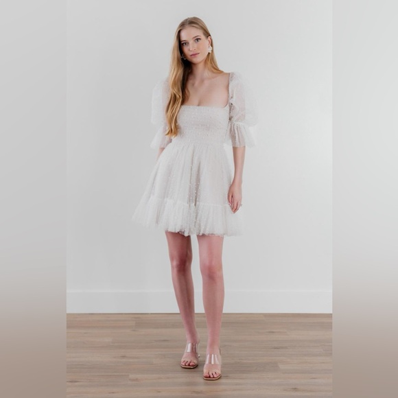 By Watters NWT Macaroon Bridal Bride Mini Dress with Pearls - Picture 5 of 14